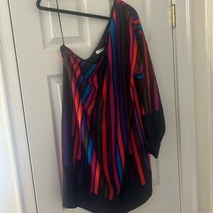 Trina Turk striped one shoulder dress